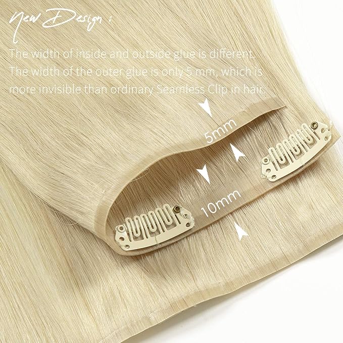 Lacer Hair Blonde Clip in Hair Extensions 18 Inch Seamless Hair Extensions Clip in Human Hair Platinum Blonde Remy Clip in Hair Extensions 7 Pcs 130g 18 Clips