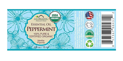 US Organic 100% Pure Peppermint Essential Oil - USDA Certified Organic - 15 ml - w/Improved caps and droppers (More Size Variations Available)