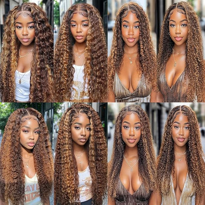 P430 Curly Bundles Highlight Curly Human Hair Bundles Brown and Light Brown two tone Brazilian Human Hair Soft and Silky for Black Women 08 10 12 Inch