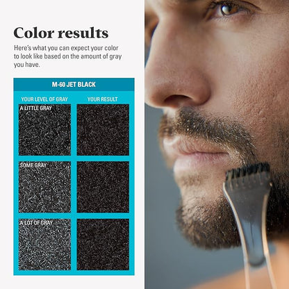 Just For Men Mustache & Beard, Beard Coloring for Gray Hair with Brush, With Keratin Biotin Aloe and Coconut Oil for Healthy Facial Hair - Jet Black, M-60, Pack of 3 (Packaging May Vary)
