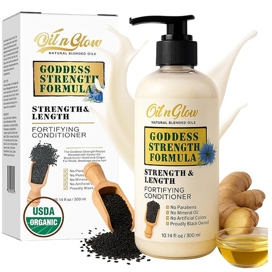 USDA Certified Natural Hair Growth Conditioner: Black Cumin Seeds, Ginger, Castor Oil Strengthening & Moisturizing Conditioner for Thinning, Damaged, Dry Hair - Fragrance Free 10 Fl Oz