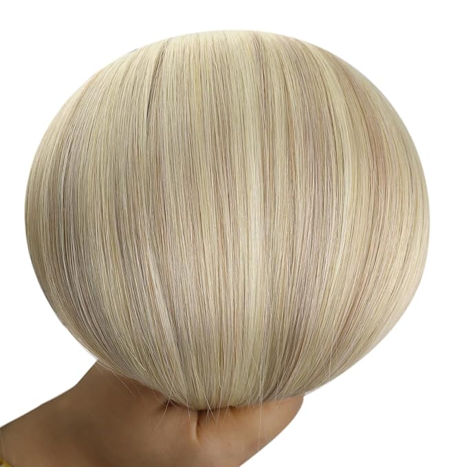 YoungSee U Tip Hair Extensions Human Hair Ash Blonde with Platinum Blonde Balayage Utip Real Hair Extensions for Women Keratin Hair Extensions Human Hair Balayage U Tips Hair Extensions 20In 1G/S 50G