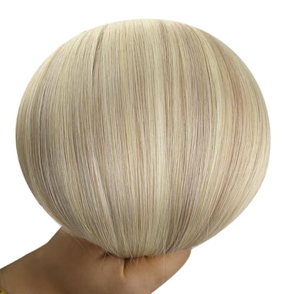 YoungSee U Tip Hair Extensions Human Hair Ash Blonde with Platinum Blonde Balayage Utip Real Hair Extensions for Women Keratin Hair Extensions Human Hair Balayage U Tips Hair Extensions 20In 1G/S 50G