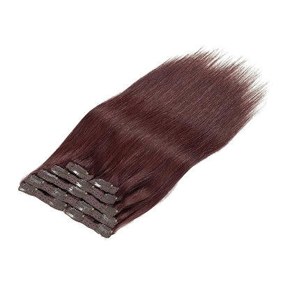 Lacer Hair Clip in Hair Extensions Human Hair 18 Inch 7Pcs Invisible Double Sided Real Weft 100% Remy Human Hair No Tangle No Shedding #99J Deep Burgundy Color 120G