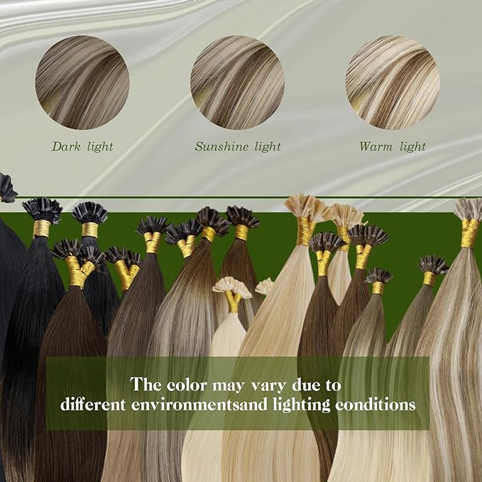 RUNATURE 20 Inch U Tip Hair Extensions Human Hair Balayage Walunt Brown Ombre Ash Blonde mix Light Blonde Keratin Hair Extensions Real Human Hair Silky U Tip Human Hair Extensions Straight 50g 50s