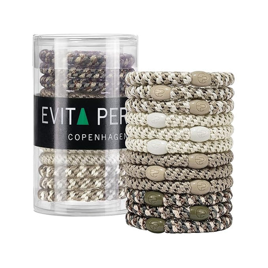 EVITA PERONI Hair Ties 12 Pcs Set, High Elastic Ponytail Holders, Hair Ties No Damage, Elastic Ties for Thick Hair Women Men, Gifts for Mother Sister Girlfriend (Light Coffee)