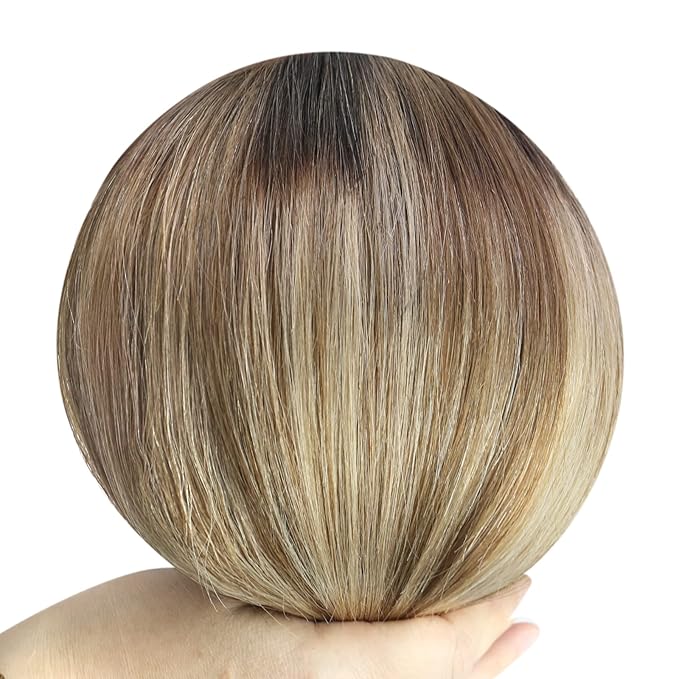 YoungSee Clip in Hair Extensions 20 inch Blonde Hair Extensions Clip in Darkest Brown to Medium Brown Mix Blonde Ombre Clip in Hair Extensions Human Hair 100 7pcs