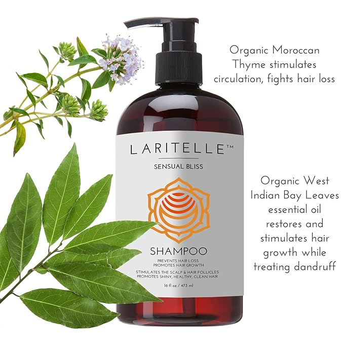 Organic Shampoo 17.5 oz. Argan Oil, Rosemary, Palmarosa. Promotes Hair Growth, Prevents Hair Loss. GF
