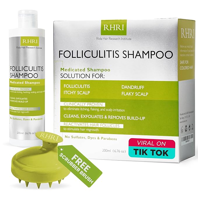 Folliculitis Shampoo | Antifungal Shampoo for Seborrheic Dermatitis, Scalp Psoriasis & Dandruff | Soothes Itchy, Dry Scalp | Cleanses, Exfoliates & Removes Build-Up | Reactivates Hair Follicles