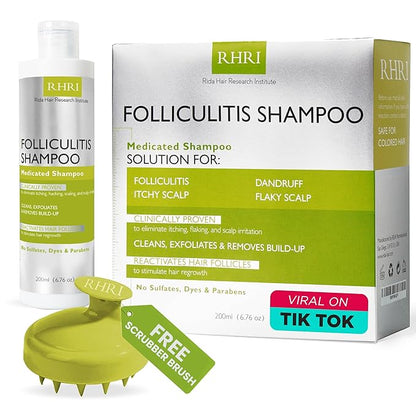 Folliculitis Shampoo | Antifungal Shampoo for Seborrheic Dermatitis, Scalp Psoriasis & Dandruff | Soothes Itchy, Dry Scalp | Cleanses, Exfoliates & Removes Build-Up | Reactivates Hair Follicles