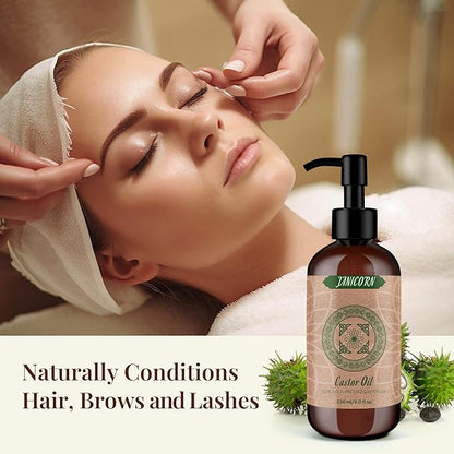 100% Pure Castor Oil – Cold-Pressed Carrier Oil for Skin, Hair, Scalp, Lashes, Brows & Nails – Rich, Thick Texture for Deep Moisture, 236ml (8 fl oz)