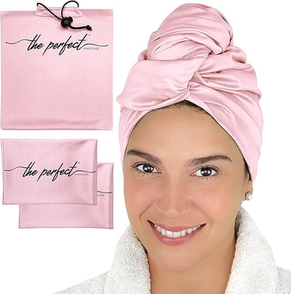 THE PERFECT HAIRCARE Curly Hair Girls Microfiber Plopping Towel Set - Anti-frizz Silky Smooth Hair Drying Wrap for Women - Super Absorbent Large Hair Towel + 2 Scrunching Towels to Micro Plop
