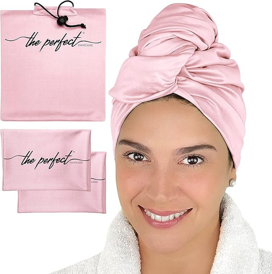 THE PERFECT HAIRCARE Curly Hair Girls Microfiber Plopping Towel Set - Anti-frizz Silky Smooth Hair Drying Wrap for Women - Super Absorbent Large Hair Towel + 2 Scrunching Towels to Micro Plop