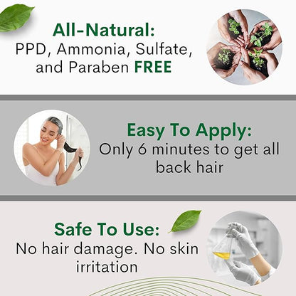 Black Hair Dye Shampoo – Instantly Covers Gray Hair in Minutes – 10-in-1 Herbal Hair Color – No Stain, Ammonia-Free, Natural – For Men & Women