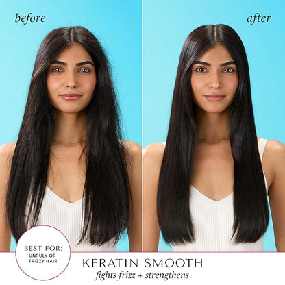 HASK Keratin Smoothing Shampoo + Conditioner Set | For All Hair Types, Sulfate-Free, Paraben-Free, Gluten-Free, Cruelty-Free, Color Safe