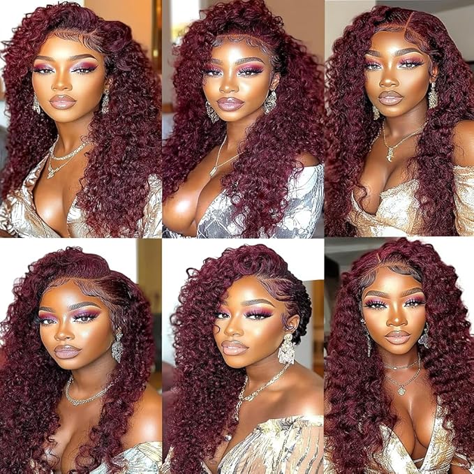 Color 99j Loose Deep Wave Bundles Burgundy Human Hair Deep Wave Bundles 8a Grade Double Weft Brazilian Human Hair Soft and Silky for Black Women 22 24 26 Inch