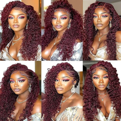 Color 99j Loose Deep Wave Bundles Burgundy Human Hair Deep Wave Bundles 8a Grade Double Weft Brazilian Human Hair Soft and Silky for Black Women 22 24 26 Inch