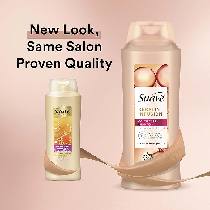 Suave Professionals Color Care Shampoo Shampoo for Color Treated Hair Keratin Infusion Color Protecting Shampoo, 28 Ounce (Pack of 4)