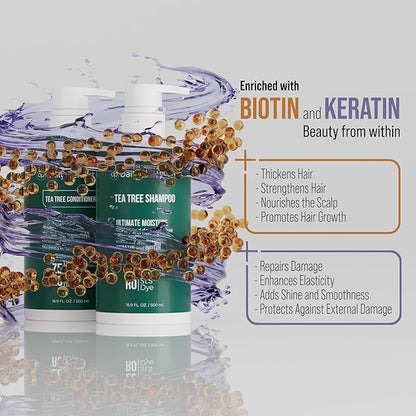 (dp) Tea Tree Shampoo & Conditioner – Hydrate & Soothe Dry Scalp and Hair – Clean + Salon-Grade Formula with Biotin & Keratin