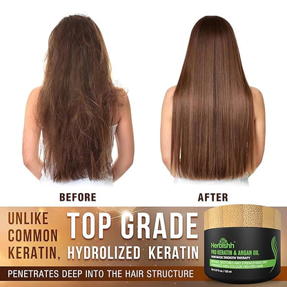 Combo Pack - 2pcs Herbishh Hair Color Shampoo + 1pc Argan Intense Hair Mask - Long-lasting Gray Hair Dye - 500ml - Stimulates Dry, Frizzy Hair (Black)