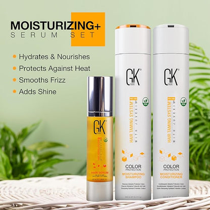 GK HAIR Hydrating Moisturizing Shampoo and Conditioner Set (10.1 Fl Oz) Global Keratin Anti Frizz Serum Dry Damaged Repair Argan Oil (1.69 Fl Oz) All Hair Types Sulfate Paraben Free Unisex