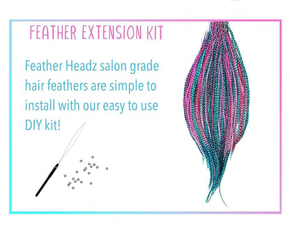 21 Hot Pink & Turquoise Grizzly Hair Extensions – 9”–14” Long – DIY Rooster Kit with 20 Micro-Link Beads – 100% Real Feathers – Eye-Catching Boho Style
