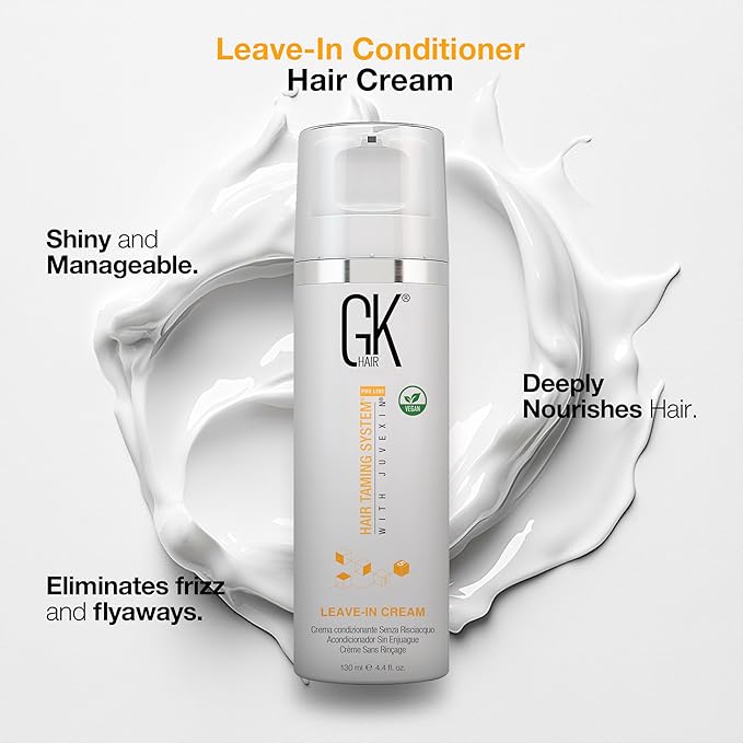 GK HAIR Vegan leave in conditioner for curly hair (4.4 Fl Oz/130ml) Conditioning Hydrating Smoothing Moisturizing & Frizz Control For Dry Damaged Hair Taming before Swimming or Exercise