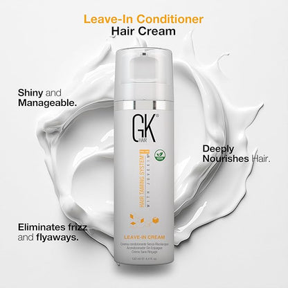 GK HAIR Vegan leave in conditioner for curly hair (4.4 Fl Oz/130ml) Conditioning Hydrating Smoothing Moisturizing & Frizz Control For Dry Damaged Hair Taming before Swimming or Exercise