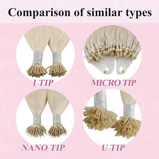 YoungSee Microbead Hair Extensions Blonde 14In Microlink Hair Extensions Human Hair Platinum Blonde 50g 50s Micro Ring Hair Extensions Blonde for Short Hair Beaded Hair Extensions Silky Straight