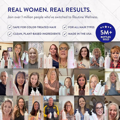 Routine Wellness Anti-Thinning Shampoo for Thinning Hair - Biotin DHT Blocker Women & Men - Color Safe Shampoo for Hair Loss & Healthy Hair - Unscented - 14oz