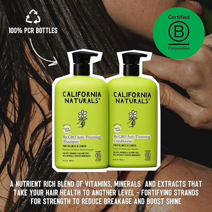 California Naturals Re:GRO Shampoo and Conditioner Set, Anti-Thinning & Hair Growth Support, All Hair Types, Vegan, Natural, Cruelty Free, Silicone, Paraben & Sulfate Free for Women & Men, 20 oz