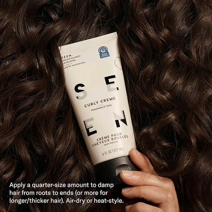 SEEN Curly Creme, Fragrance Free - Non-Comedogenic & Sulfate Free Curl Defining Styling Hair Cream- Anti Frizz- Heat Protectant- Safe for Sensitive Skin