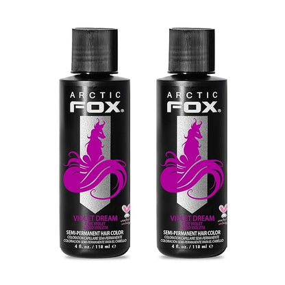 Arctic Fox Semi-Permanent Hair Dye, Vegan & Cruelty-Free, Ammonia-Free, Conditioning, Vibrant Purple Color, Long Lasting, For All Hair Types, Violet Dream, 4 fl oz (Pack of 2)