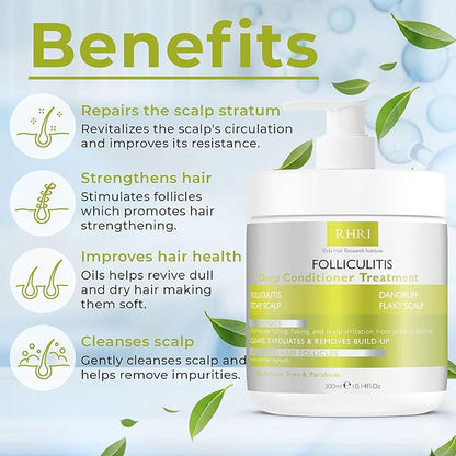 Folliculitis Deep Conditioner | Effective Scalp Treatment for Seborrheic Dermatitis, Psoriasis, Dry Itchy Scalp, Dandruff Treatment | Nourishes Oily Hair and Promotes Healthy, Hydrated Hair Treatment