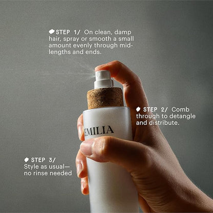 REMILIA Rice & Shine Leave-In Conditioner Spray for Frizzy Hair – Lightweight Rice Protein Hair Mist – Heat Protectant up to 450°F, Detangling & Softening, Vegan & Color-Safe – Made in USA 6.7 fl oz