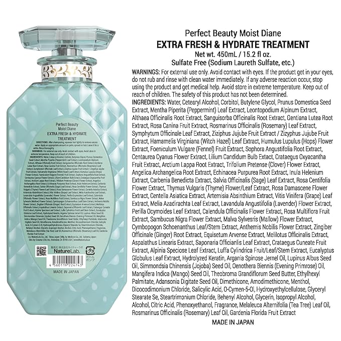 Moist Diane Anti Dandruff Conditioner for Oily Hair Women & Men, Itchy Scalp Treatment by Argan Oil, Tea Tree, Mint, Rosemary & Ginger, Keratin Hair Treatment from Japan, FREASH & HYDRATE 15.2 Fl Oz