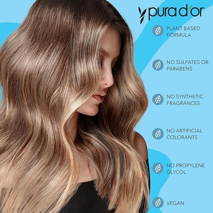 PURA D'OR 16 Oz Hair Thinning Therapy Biotin Shampoo - LAVENDER VANILLA Scent - CLINICALLY TESTED Effective Results, Herbal Blend Hair Thickening Products Women & Men, Color Safe Routine Shampoo