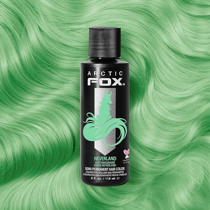 Arctic Fox Semi-Permanent Hair Color Dye, Vegan & Cruelty-Free, Pastel Mint Green, Conditioning, Ammonia-Free, Peroxide-Free, Neverland, 4 Fl Oz (Pack of 2)