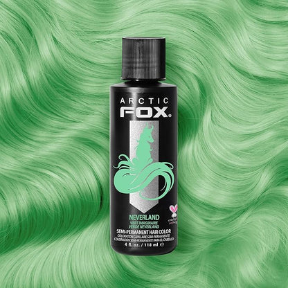 Arctic Fox Semi-Permanent Hair Color Dye, Vegan & Cruelty-Free, Pastel Mint Green, Conditioning, Ammonia-Free, Peroxide-Free, Neverland, 4 Fl Oz (Pack of 2)