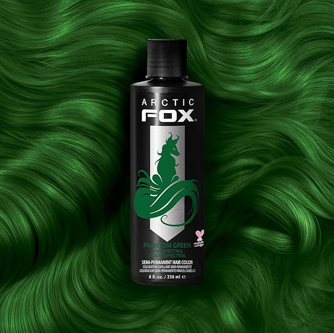 ARCTIC FOX Vegan and Cruelty-Free Semi-Permanent Hair Color Dye (8 Fl Oz, PHANTOM GREEN)