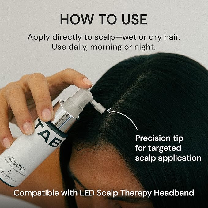 TAB Tech Activated Hair and Scalp Serum, Hair Loss Support Formula without Minoxidil for Men & Women, Oil-Free, Lightweight, Daily Leave-In, Non-Greasy, Fragrance-Free, Fast Absorbing - 2.7 fl oz