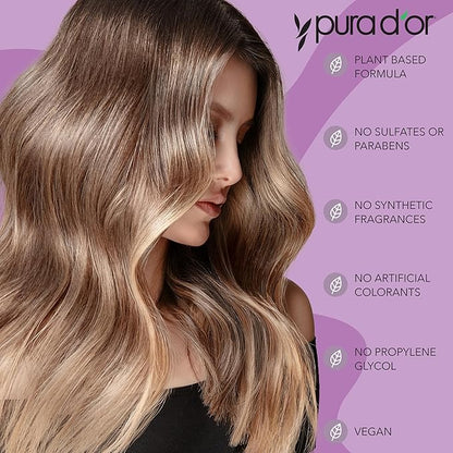 PURA D'OR 16 Oz Apple Cider Vinegar Thin2Thick Conditioner - Biotin, Keratin, Caffeine, Castor Oil & Key Active Ingredients for All Hair Types, Men & Women