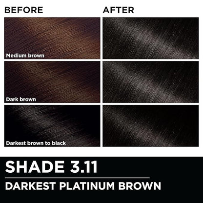 Garnier Hair Color Olia Ammonia-Free Brilliant Color Oil-Rich Permanent Hair Dye, 3.11 Darkest Platinum Brown, 1 Count (Packaging May Vary)
