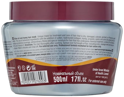 Mon Platin Honey & Olive Oil Hair Mask 500 g – Deep Conditioner with Dead Sea Minerals, Royal Jelly & Propolis – For Dry, Damaged, Colored, Permed or Split-End Hair – Hydrates Adds Shine