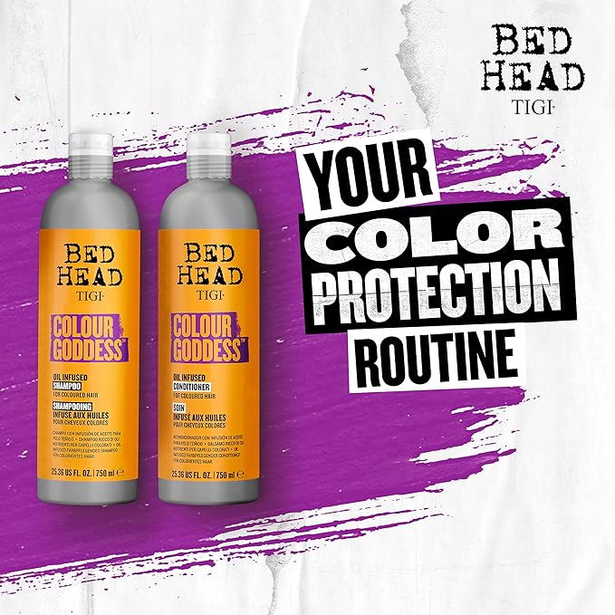 Bed Head by TIGI Moisturizing Shampoo and Conditioner Set for Colored Hair, Colour Goddess Hair Care with Sweet Almond & Coconut Oils, 25.36 fl oz, 2 Pack
