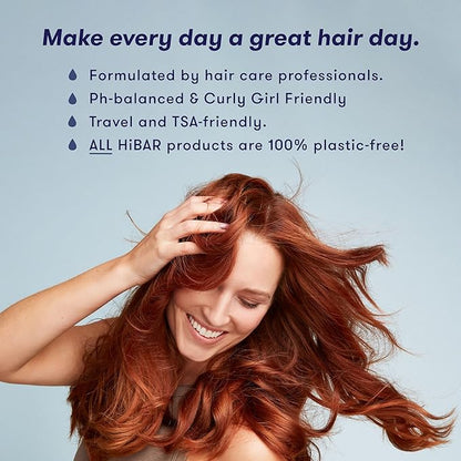 HiBAR - Moisturize Fragrance-Free Shampoo & Conditioner Set - For Dry, Frizzy Hair -Nourish & Hydrate -Coconut Oil & Vitamin B5 -Plastic, Soap, Paraben & Sulfate-Free -Color Safe & Vegan -2 Solid Bars