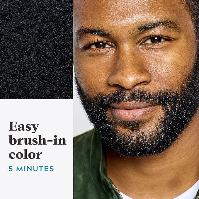 Just For Men Mustache & Beard, Beard Coloring for Gray Hair with Brush, With Keratin Biotin Aloe and Coconut Oil for Healthy Facial Hair - Jet Black, M-60, Pack of 1 (Packaging May Vary)