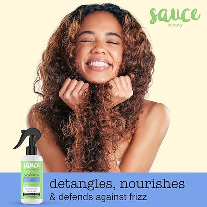 SAUCE BEAUTY Leave In Conditioner & Detangler Spray (8 Fl Oz) Tzatziki Leave In Conditioner for Curly, Oily & Damaged Hair, Fly Away Hair Tamer, Curl Enhancer, Detangling Spray with Coconut Oil