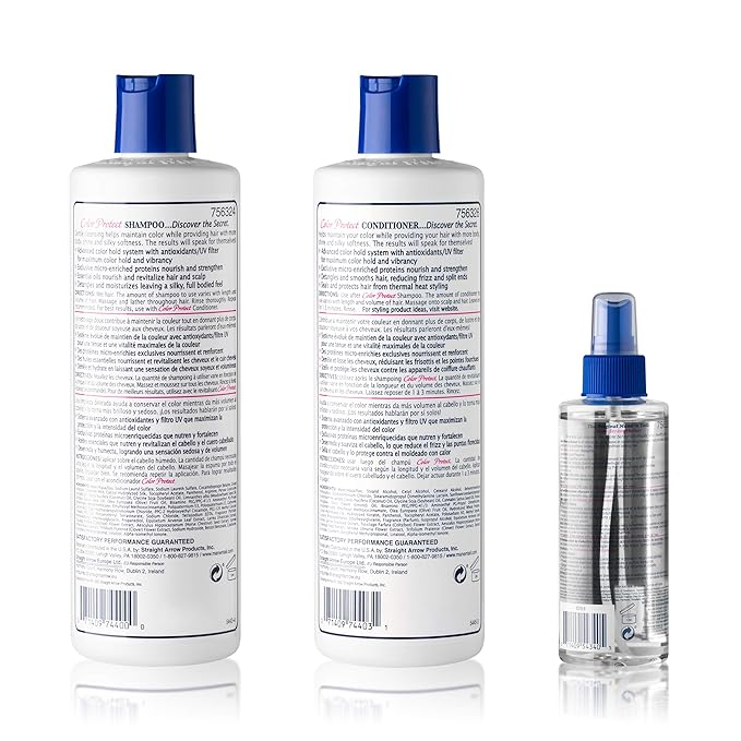 Mane 'n Tail Color Protect Shampoo and Conditioner 12 Ounce Each Plus Hair Strengthener Spray To Rebuild and Strengthen Dyed Hair