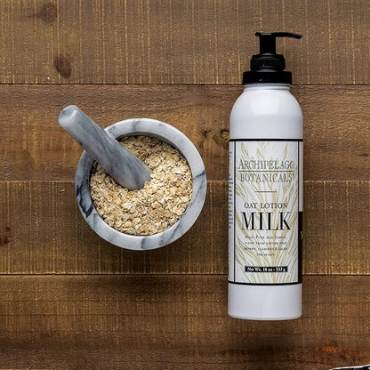 Archipelago Botanicals Oat Milk Lotion, Nurturing and Soothing Daily Moisturizer for Dry or Sensitive Skin, Hydrating Body Lotion, Paraben-Free, Phthalate-Free, 18 oz
